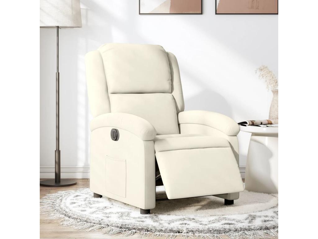 Sillón reclinable eléctrico de terciopelo blanco crema