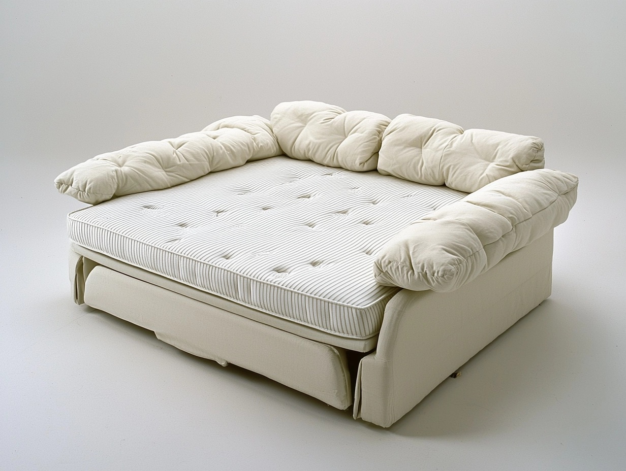 Sofá cama grande de tela beige 200x160 cm para sala multifuncional moderno plegable gd4905270
