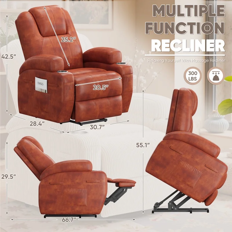 Lacoo power lift electric Massage recliner chair Oversized Single Sofa with Cup Holder for elderly,Black - Image 15
