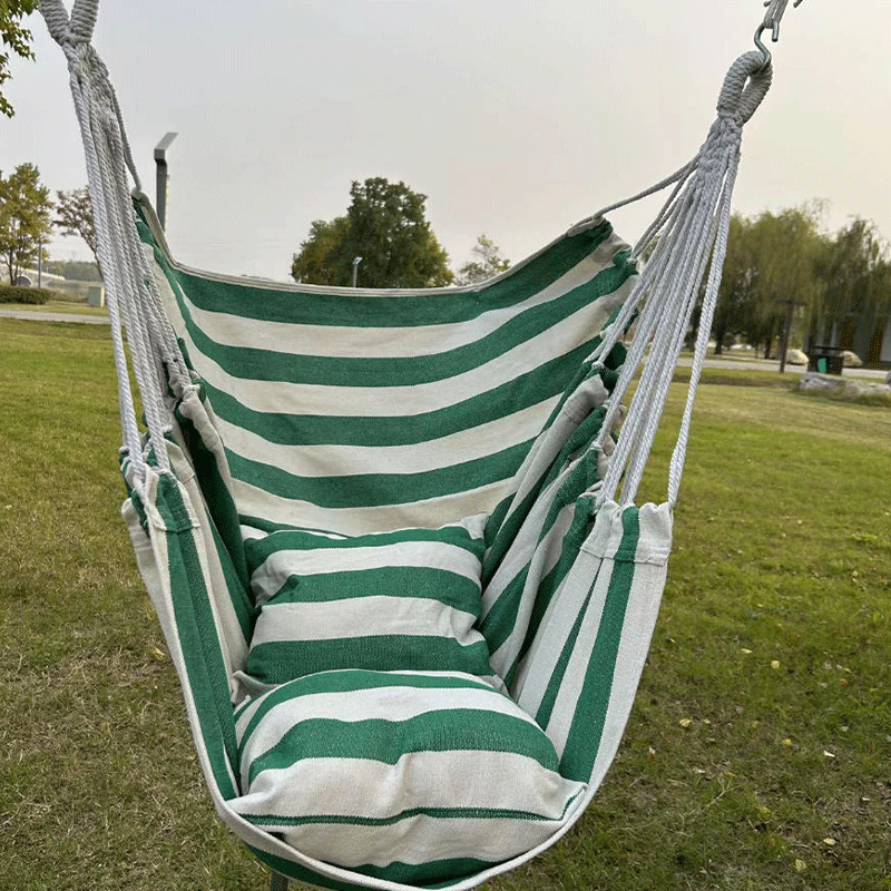 Comfortable Cotton Hammock Chair for Camping and Indoor Can Hold up to 250 Lbs Outdoor Canvas Hammock Chair