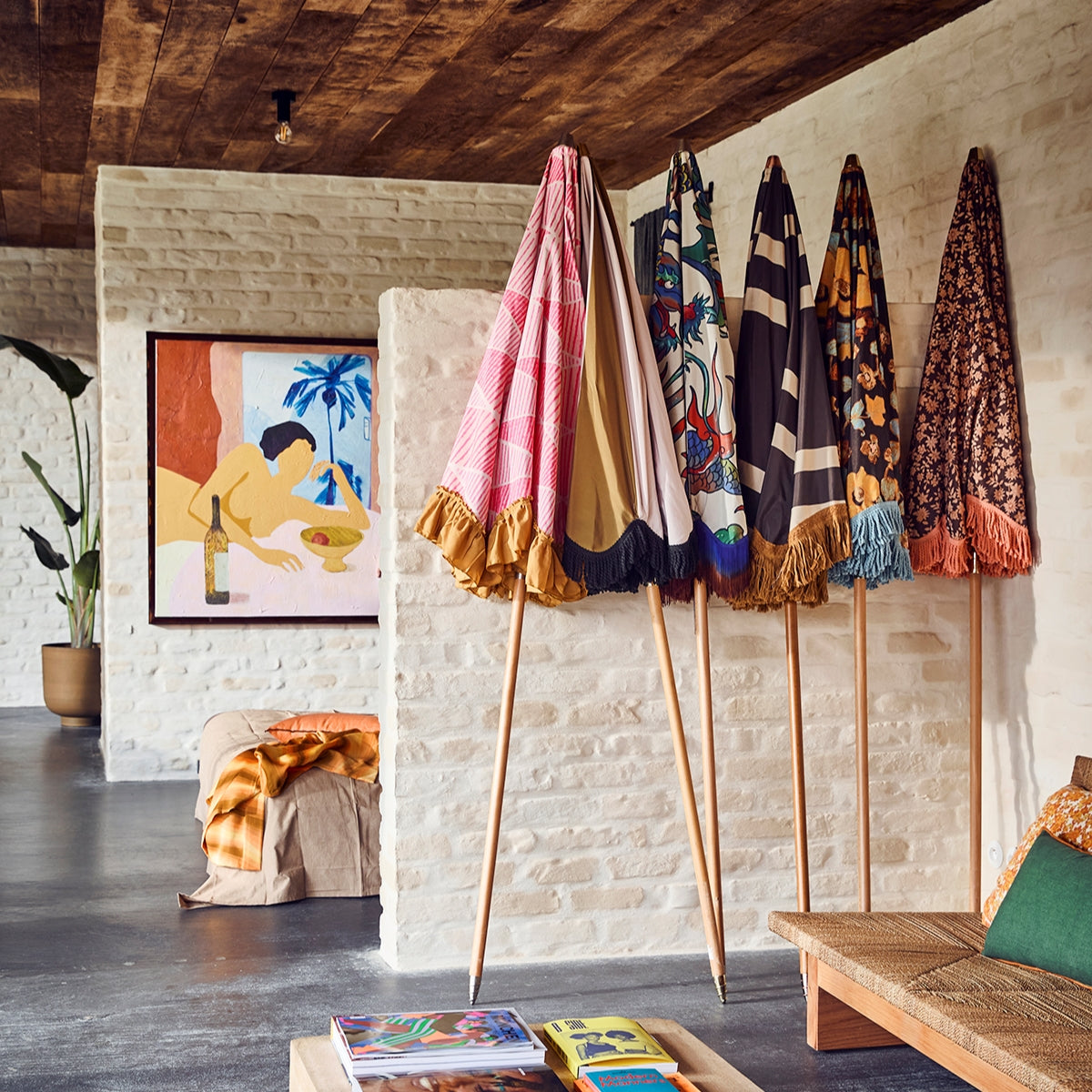 HKliving Parasol Ø 200 cm - Graphic twist