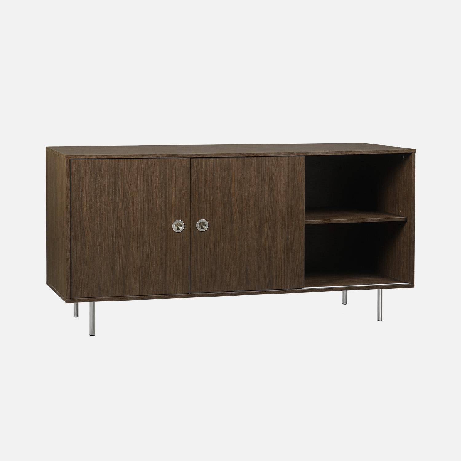 Shelby - Aparador vintage de madera y acero inoxidable con 2 puertas, 150 cm
