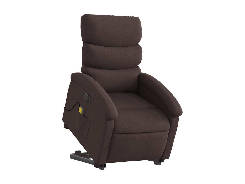 Sillón masaje eléctrico reclinable elevable tela marrón oscuro