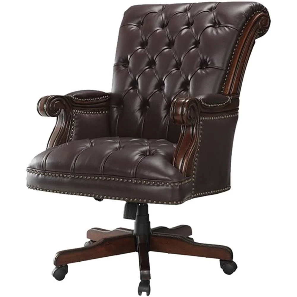 Calloway Tufted Adjustable Height Office Chair Dark Brown - Image 3