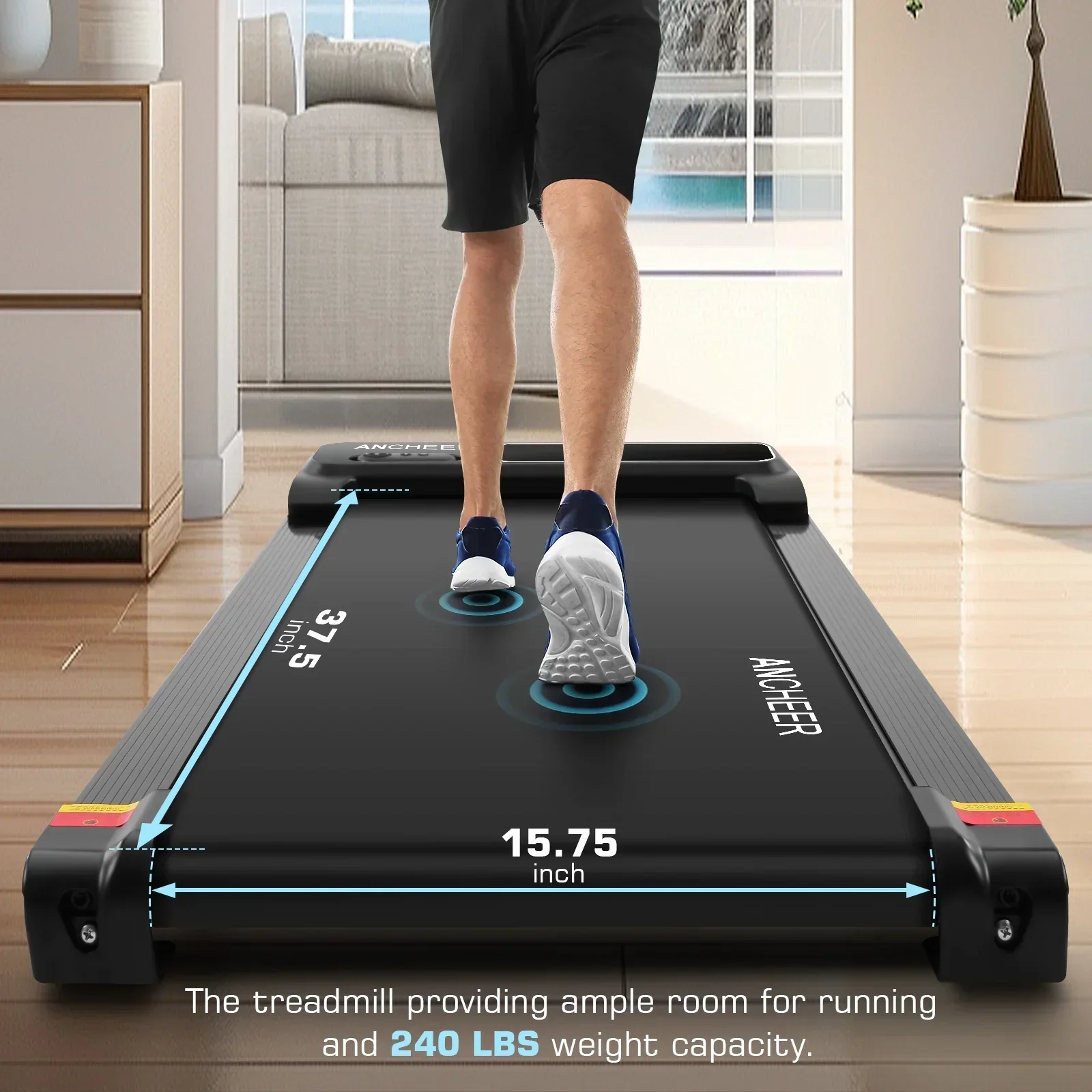 ANCHEER Under Desk Walking Pad Treadmill, 0.6-3.8 MPH, 240 lbs Capacity, 2.5 HP - Image 7 ANCHEER Under Desk Walking Pad Treadmill, 0.6-3.8 MPH, 240 lbs Capacity, 2.5 HP - Image 7