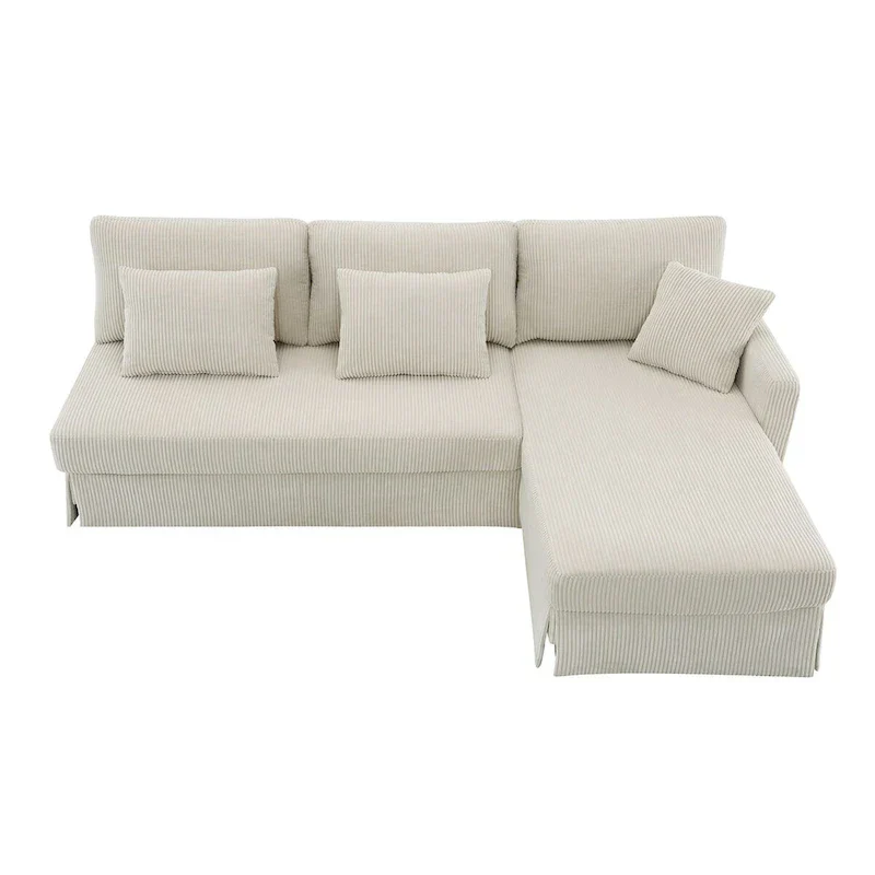 Contemporary L-Shaped Corduroy Sofa with Reversible Chaise from Harper & Bright Designs