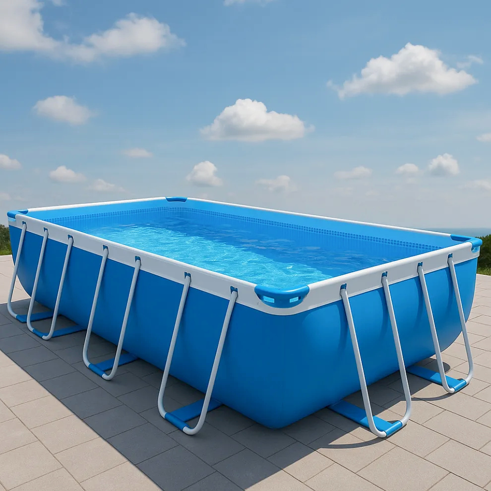 Piscina tubular rectangular Rectangular Sí Piscina PVC, Acero Exterior, Jardín, Terraza 549x274x122 cm Azul BnKdEoX648Mj