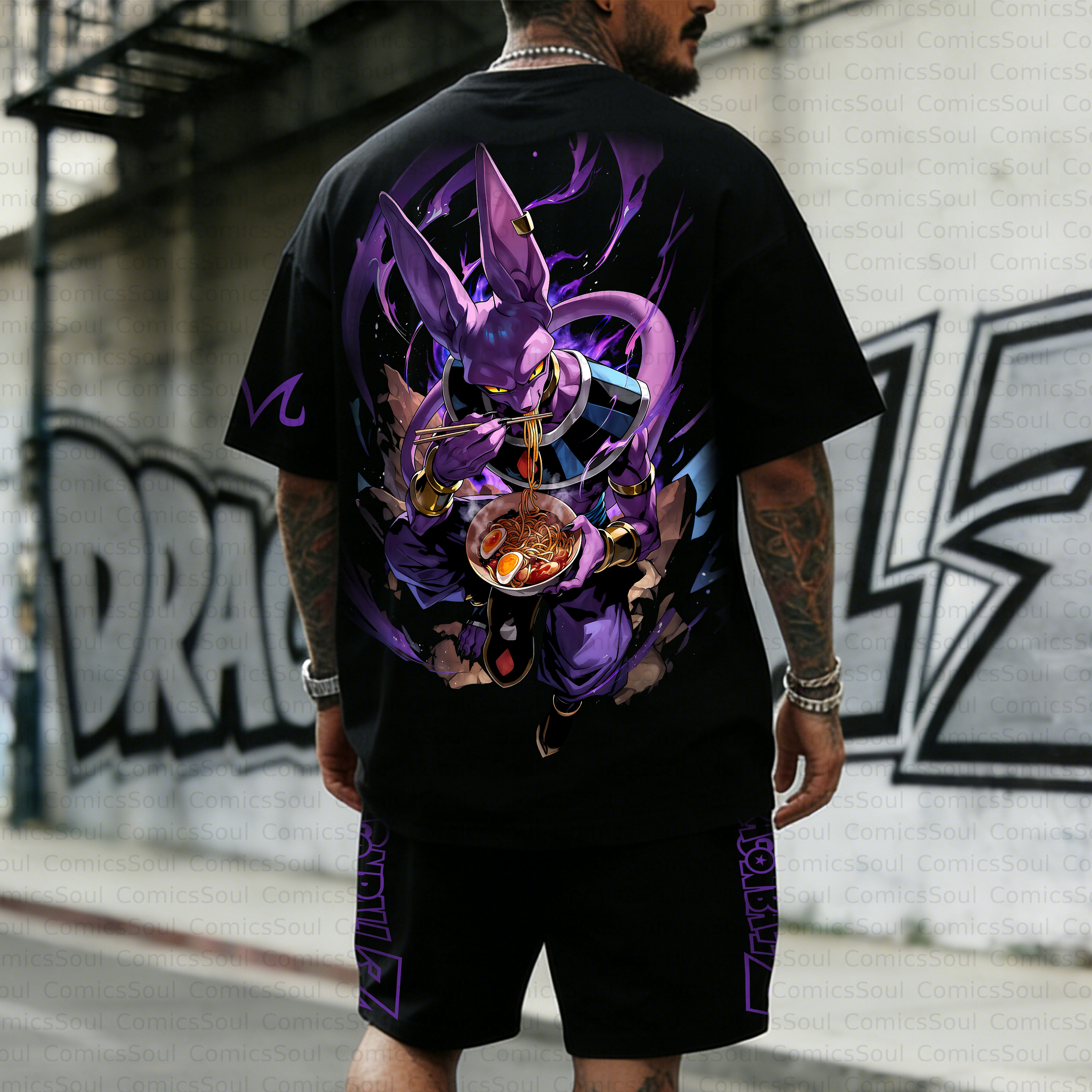 Unisex Anime Inspired Vintage T-shirt& Shorts 2 Pieces Set
