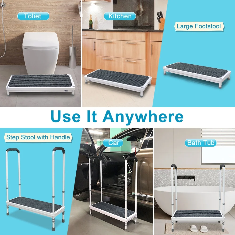 Step Stool with Handle for Elderly Medical Step Stools Seniors Handicap High Beds Mobility Platform Steel Foot Steps With Handrails Ramp Assist for Car, Bedside, Shower, Bathtub - Image 6