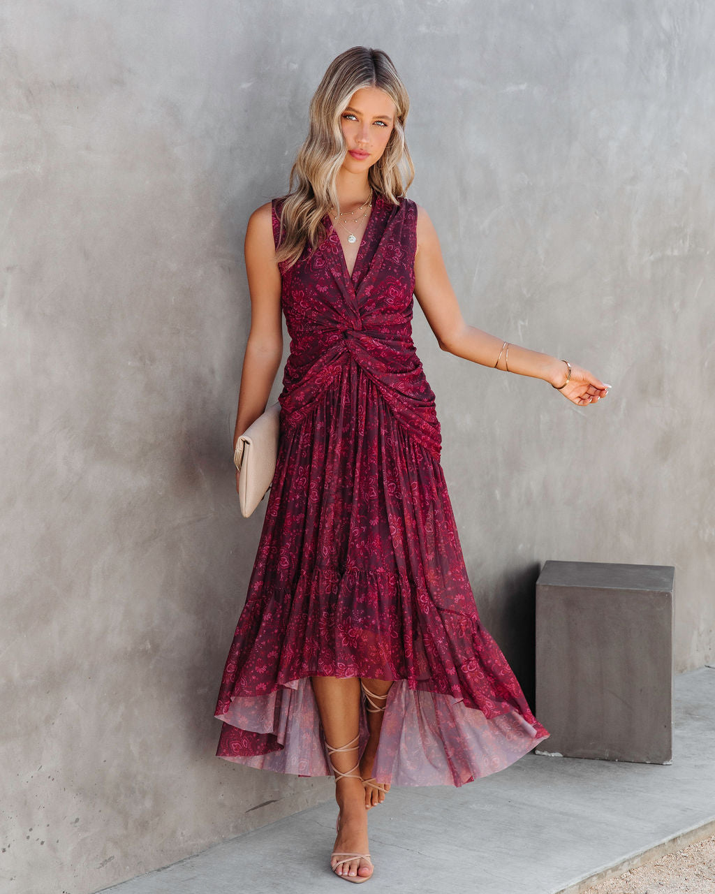 Million Reasons Paisley Twisted Front Midi Dress - FINAL SALE - Se7enfashion