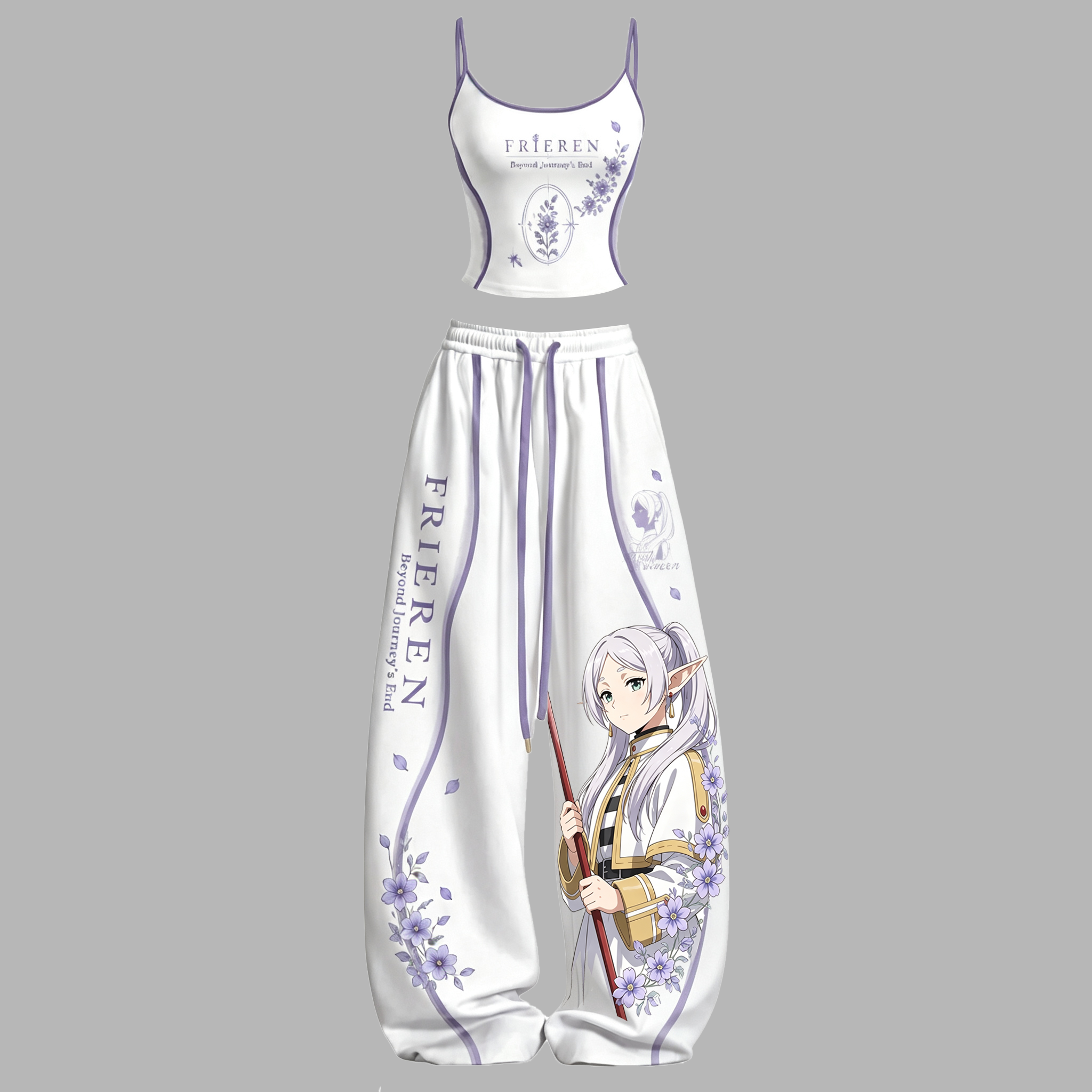 Frieren Top & Elasticated Trousers Two-Piece Set TeeThreads Sustain the Scene with Custom Apparel