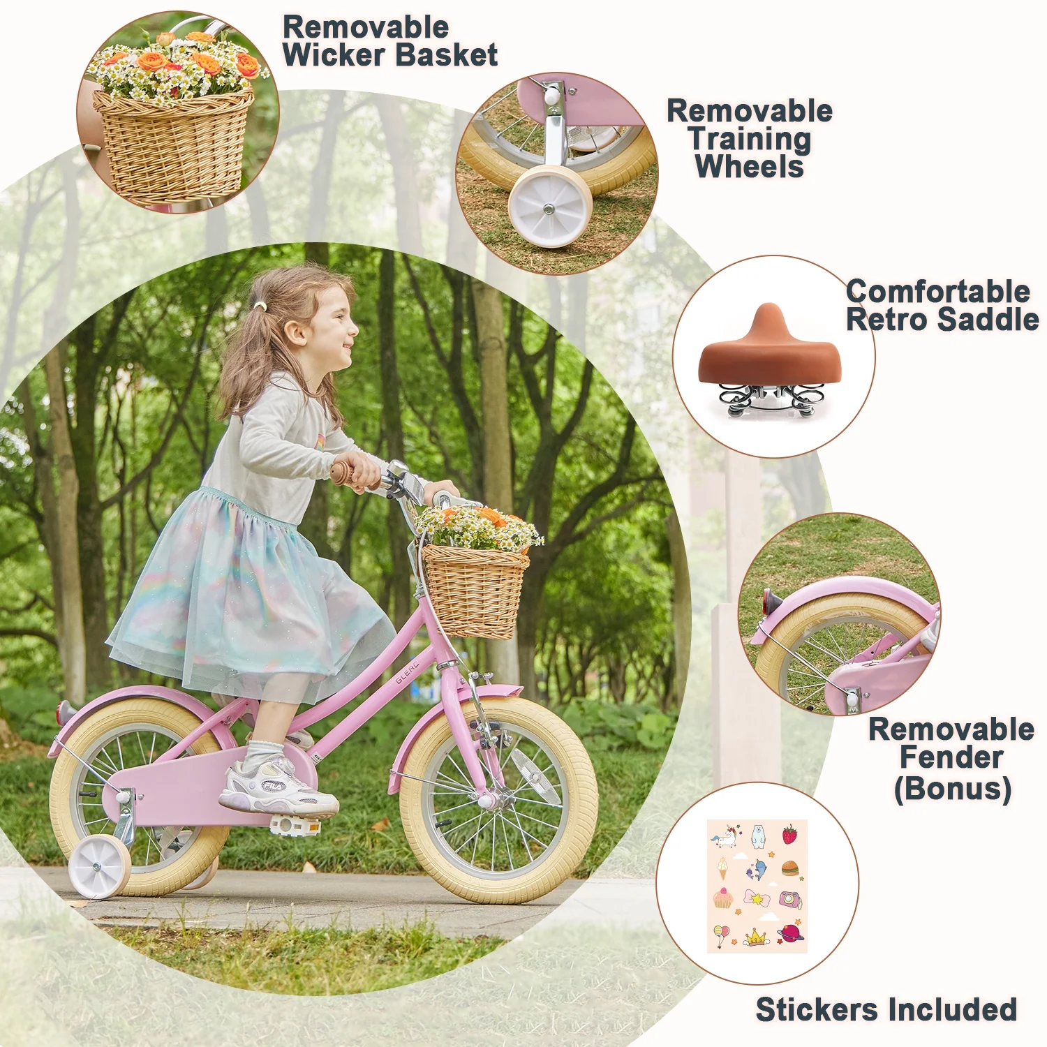 Glerc Little Molly 12 inch Kids Girls Bike for1 2-4 Years Old Child and Toddler,gifts,Pink - Image 16