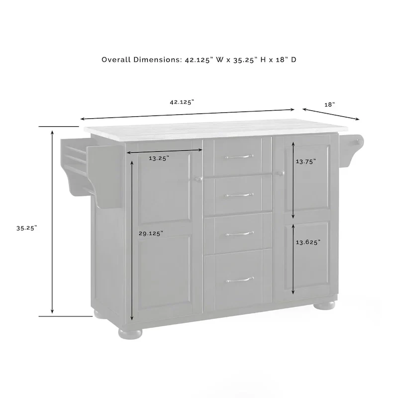 Kitchen Island Cart with Drawers Cabinets and Storage Rack on Wheels
