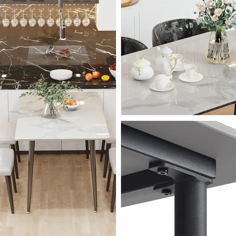 Contemporary Kitchen Table with Metal Frame and Sintered Stone Top