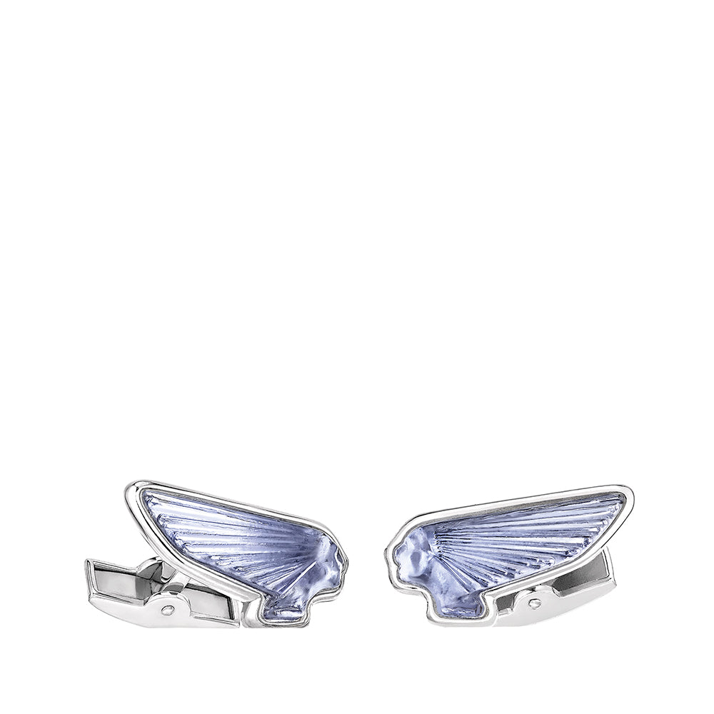 BOUTONS DE MANCHETTES MASCOTTES VICTOIRE - CRISTAL BLEU SAPHIR, FINITION PALLADIUM