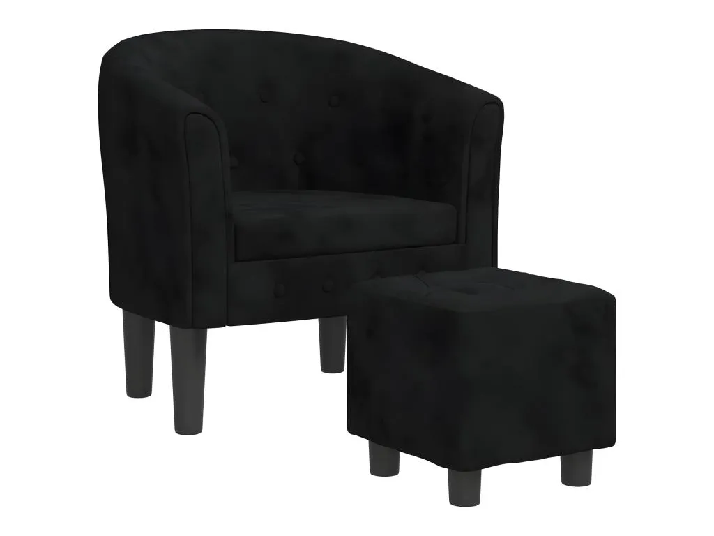 Sillón convertible con reposapiés de terciopelo negro