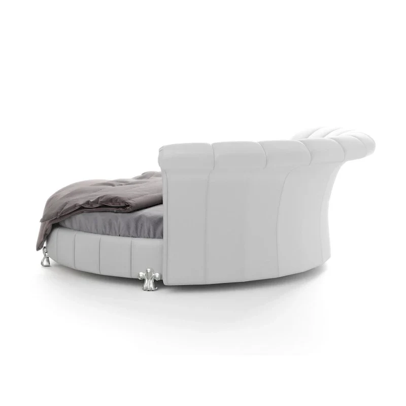 Sofacraft White Faux Leather Venetian Round King Bed