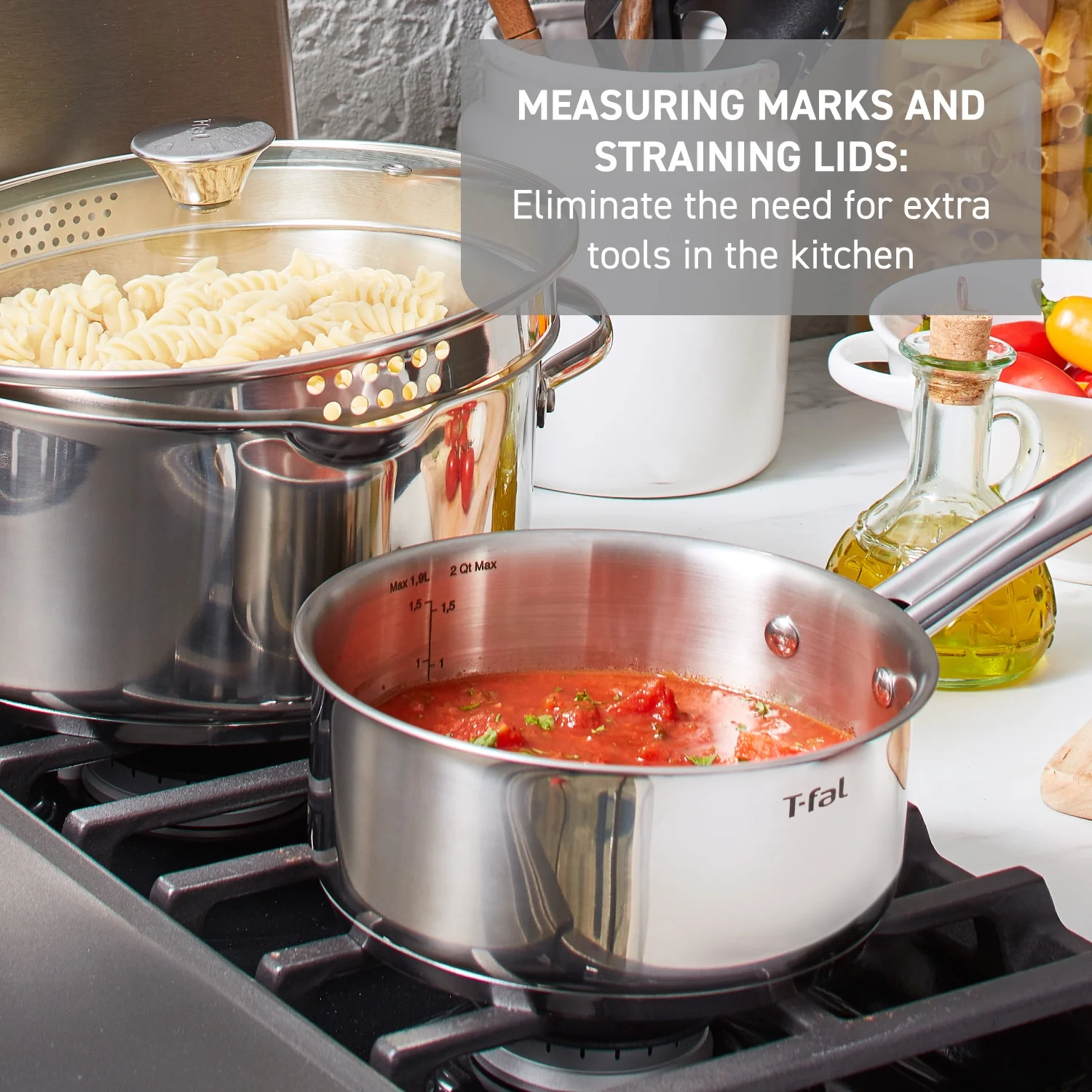 T-fal Cook & Strain Stainless Steel Cookware Set, 14 piece Set - Image 15