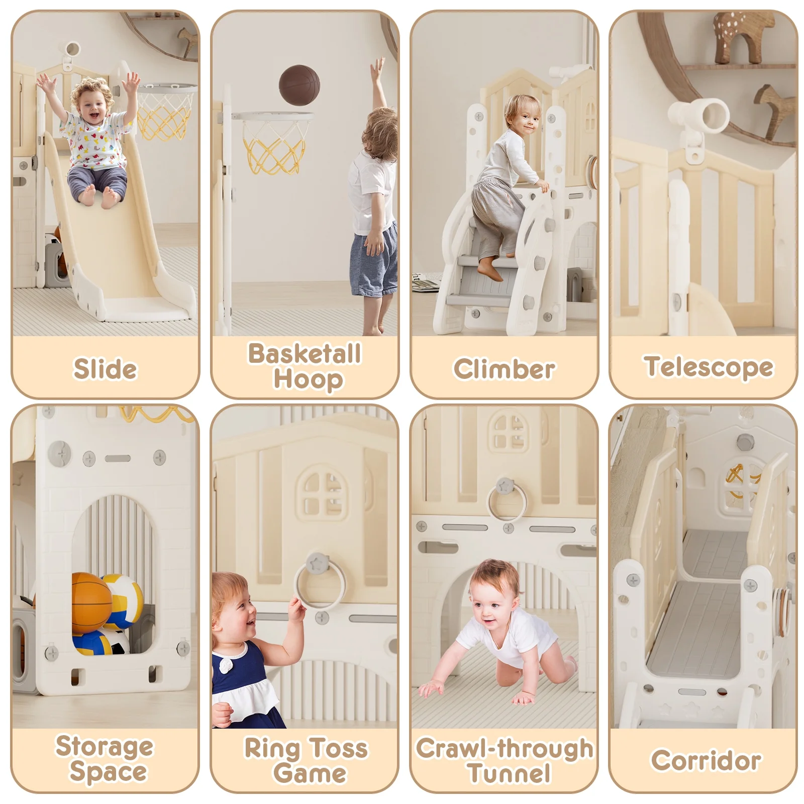 Korimefa 11-in-1 Toddler Slide Set with Golf, Basketball Hoop, Kids Slide for Toddlers Age 1-4, Climber Slip and Slides, Baby Outdoor Toys - Image 48