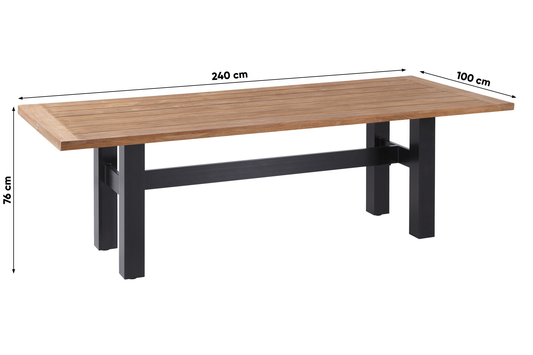 Hartman Heron dining tuintafel 240x100 cm. - Zwart Teak