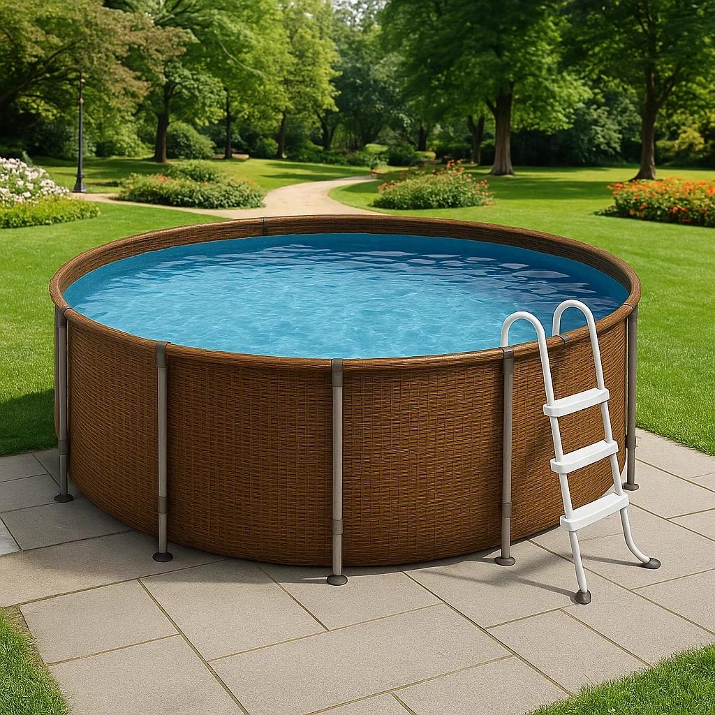 Piscina tubular redonda desmontable acero 298x96 cm color marrón con filtro y escalera usDmpWg238Bp