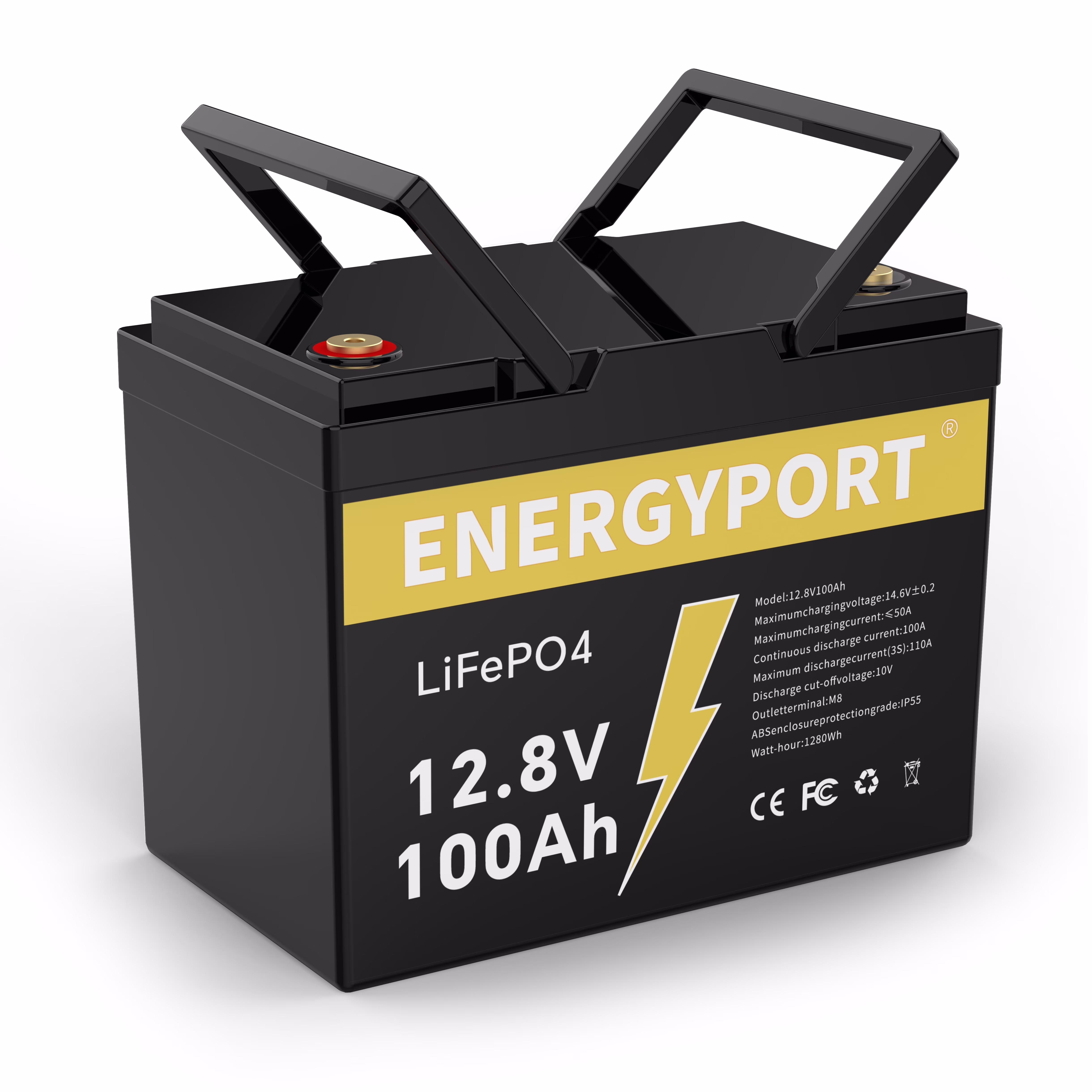 12V 100ah LiFePO4 Battery, Rechargeabel Deep Cycle Lithium Batteries, 100A BMS with Low - Temp Protection, Perfect for RV, Solar, Boat, Marine, Trolling Motor