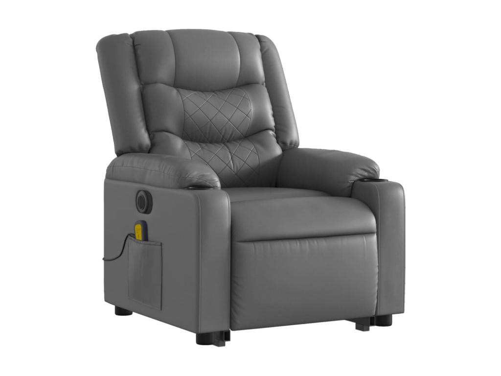Sillón de masaje elevable eléctrico cuero sintético gris