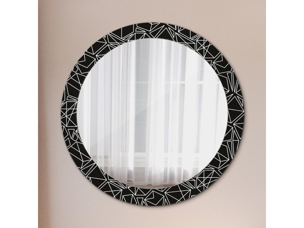 Espejo Redondo Decorativo - Patrón Geométrico - 80 cm