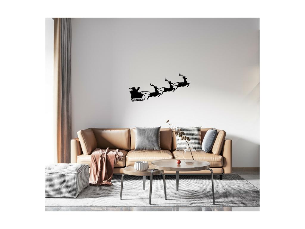 Decoración de Metal Trineo 3, Negro, 100x1,5x46 cm, Casaplu