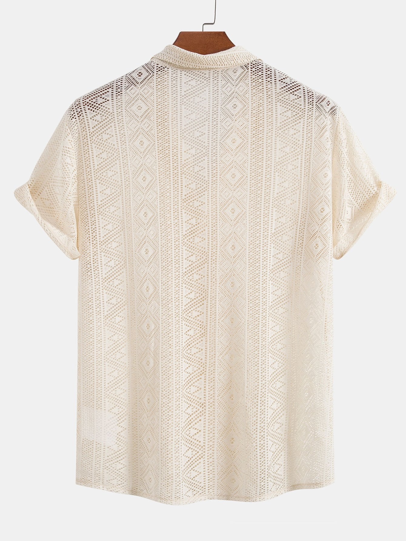 Short Sleeve Geometry Textured Cuban Shirt