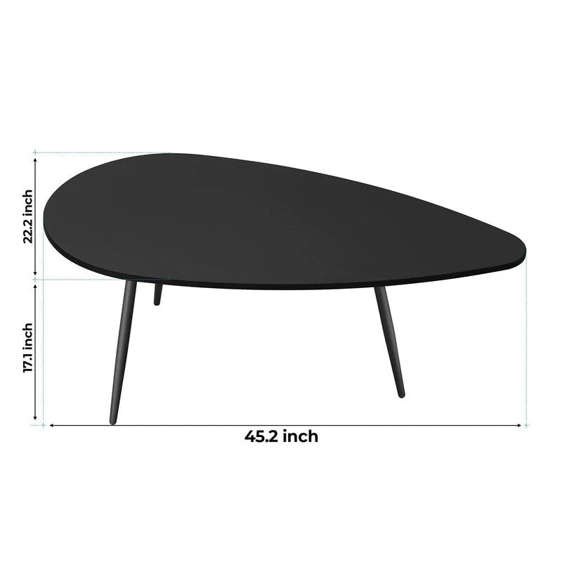 Unique Oval Coffee Table for Small Spaces - Dimensions: 22.2D x 42.5W x 17.1H