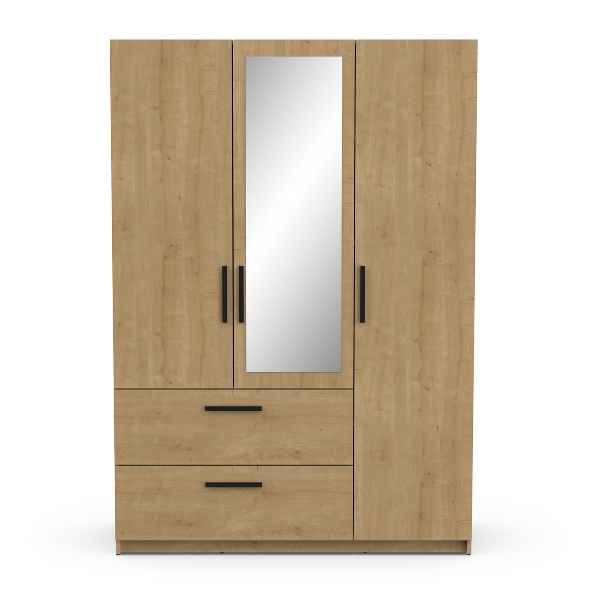 Armario de 3 puertas con espejo y 2 cajones, altura 191,5 cm - marrón bn2585w5
