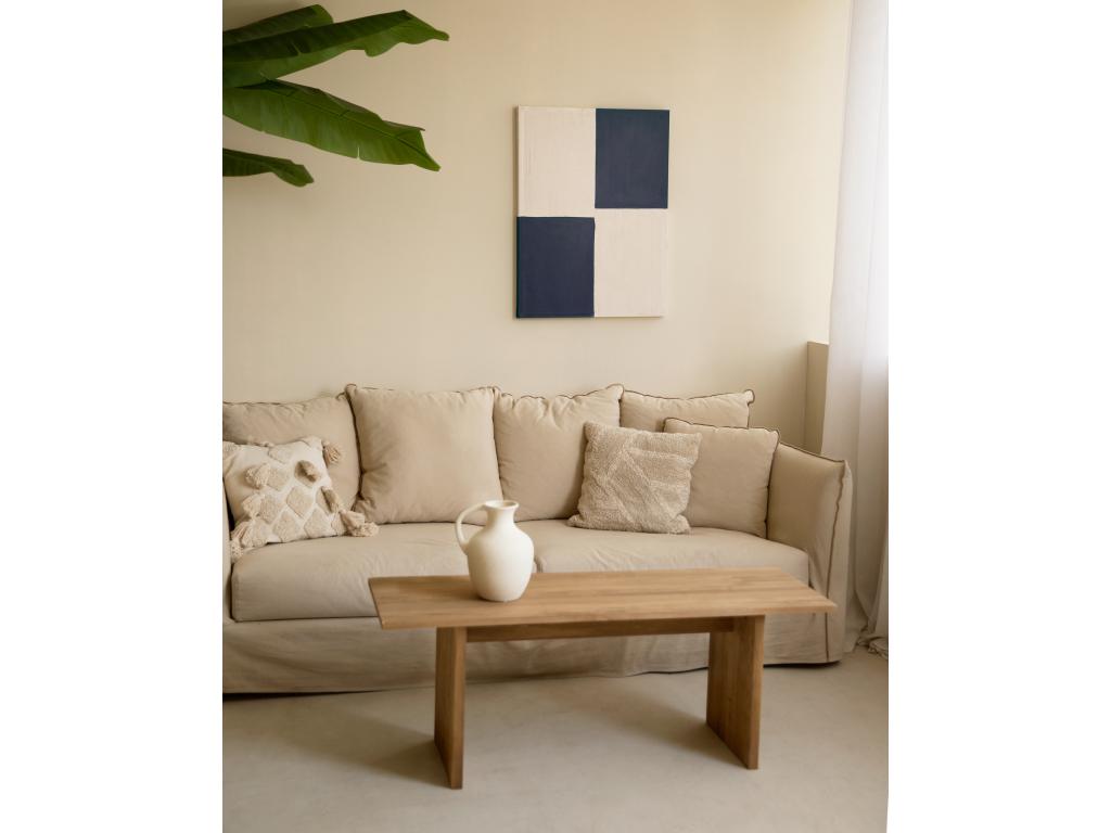 Cuadro decorativo sobre lienzo de algodón con marco de madera blanco pintado artesanalmente con pintura al oleo de 80x100cm - PRISMA - Hogarmagic