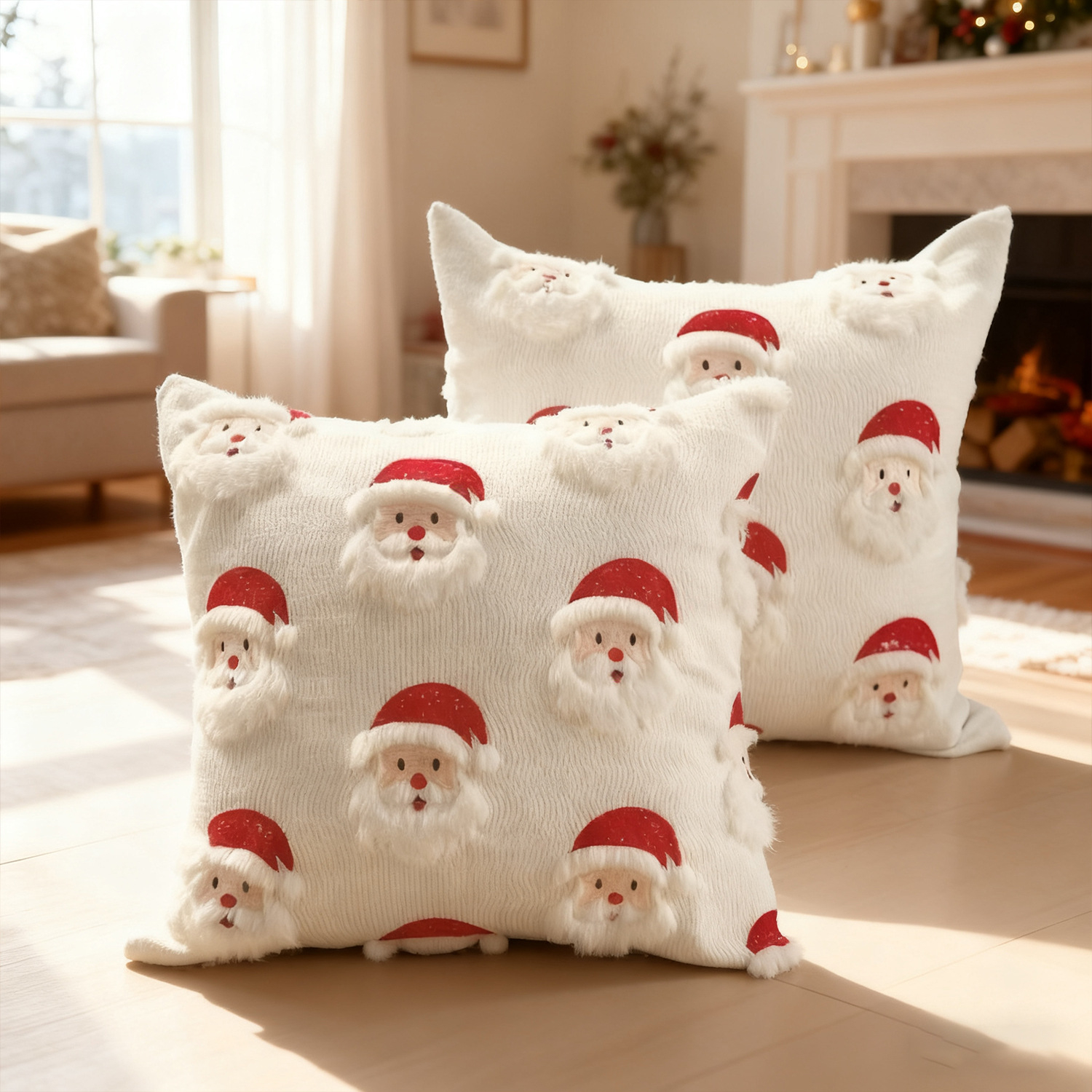 Christmas Throw Soft Faux Fur Pumpkin Autumn Harvest Fluffy Plush Pillow Cases for Couch Cushion Covers