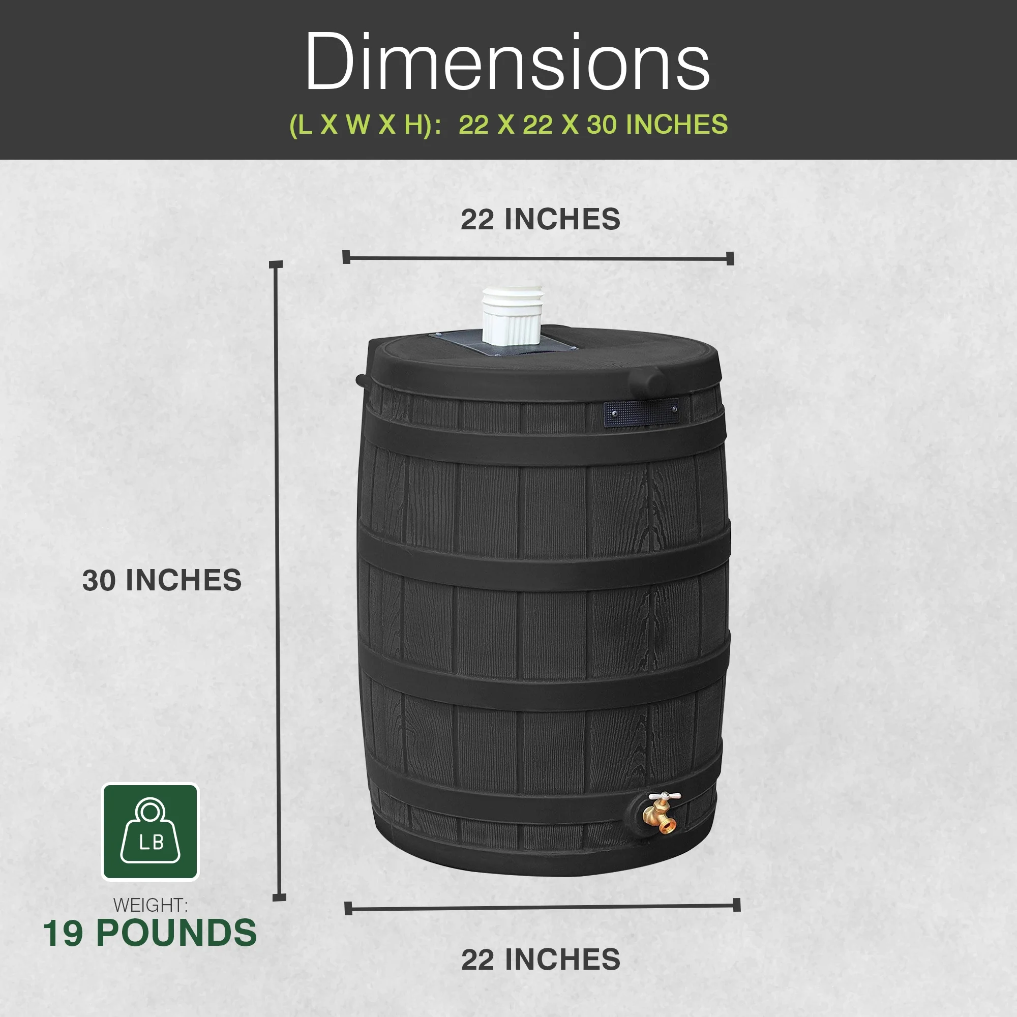 Good Ideas Rain Wizard Rain Storage Collection Rain Barrel 50-Gallon - Image 12