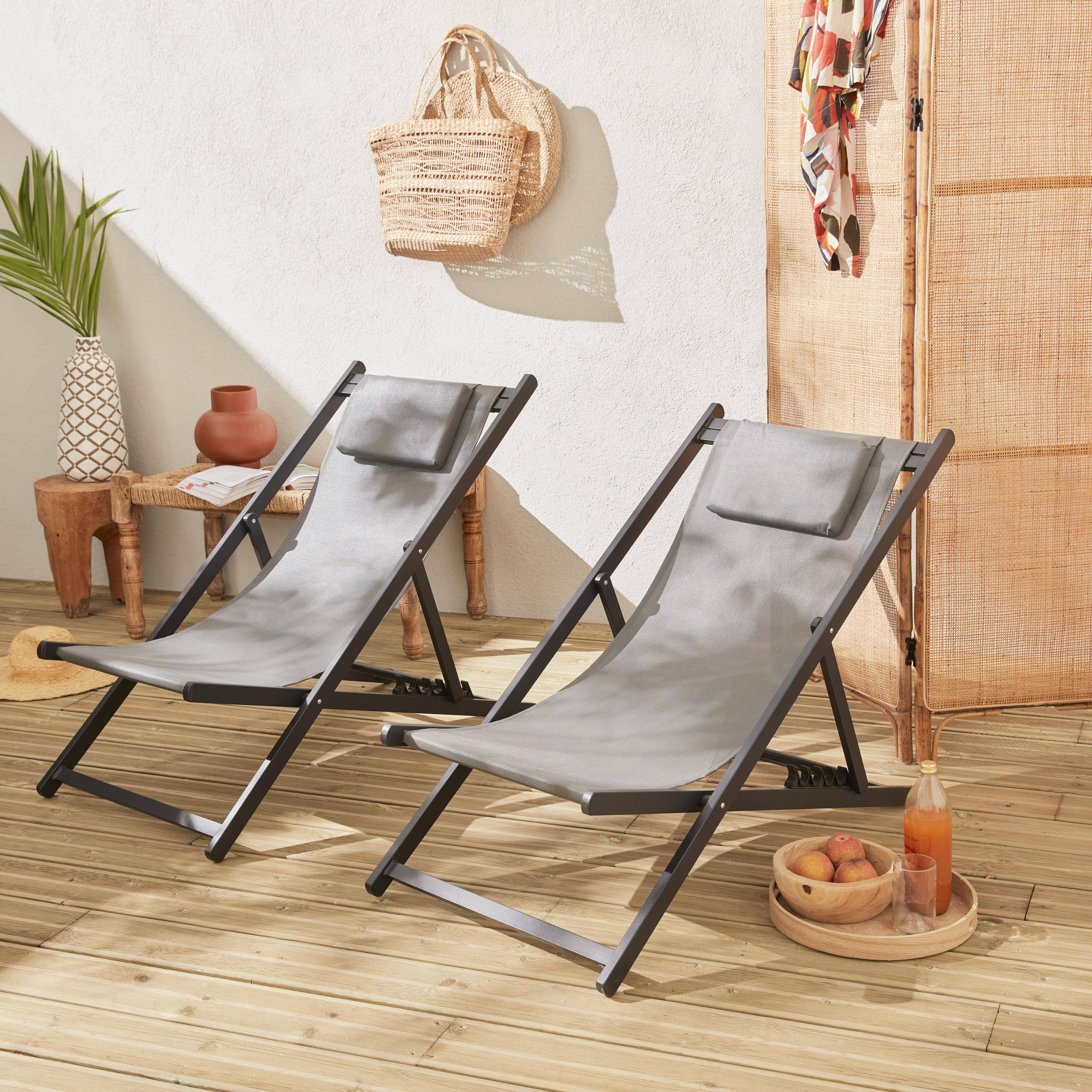 Gaia - Tumbona de aluminio multi posiciones, set de 2