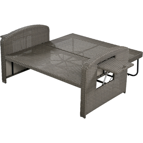 Harper & Bright Designs Rattan Outdoor Double Lounge Chaise 2-Person PE Wicker Outdoor Patio Sunbed with Canopy Cover for Backyard Garden Balcony, Beige+Black - Image 101