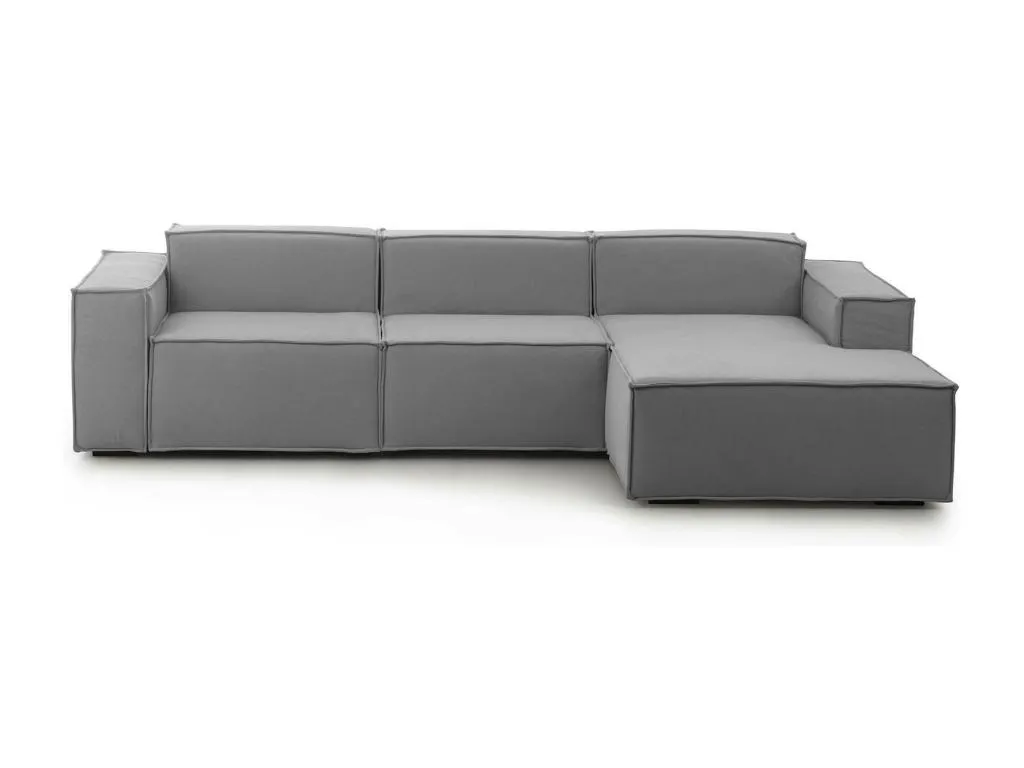 Sofá fijo Alkihogares Sofá modular 3 plazas península derecha Made in Italy Sofá moderno en tela Cm 300x170h70 Gris