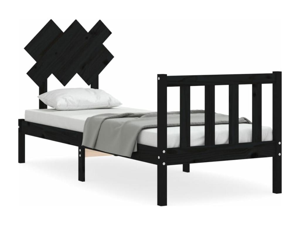 De cama individual con Mueblescolor madera maciza negro