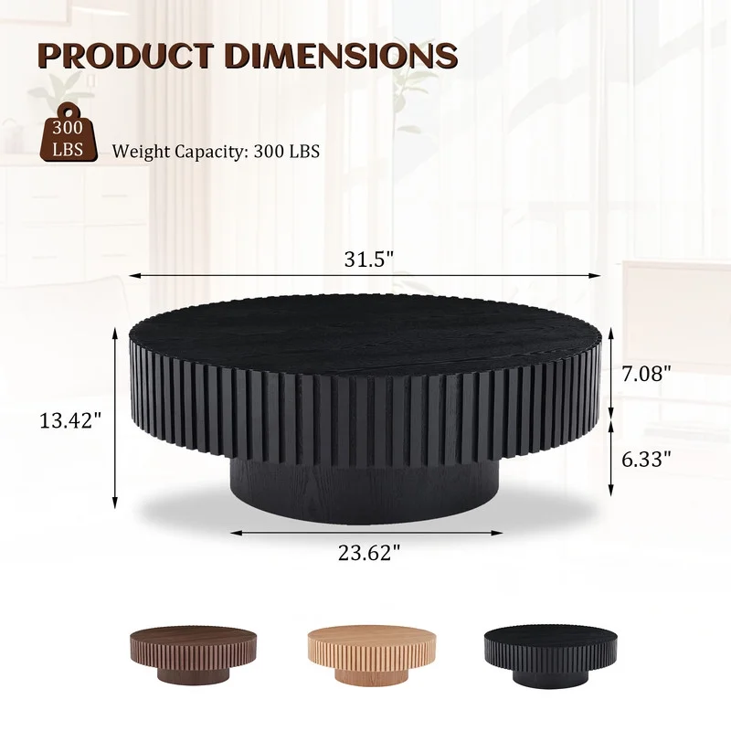 FFH 43.7 inch Oval Coffee Table for Living Room,Handcraft Rustic Corner Coffee Table Nature Wood Relief Sturdy Pedestal for Apartmen,Side Table Centre Table,Nature Wood - Image 19