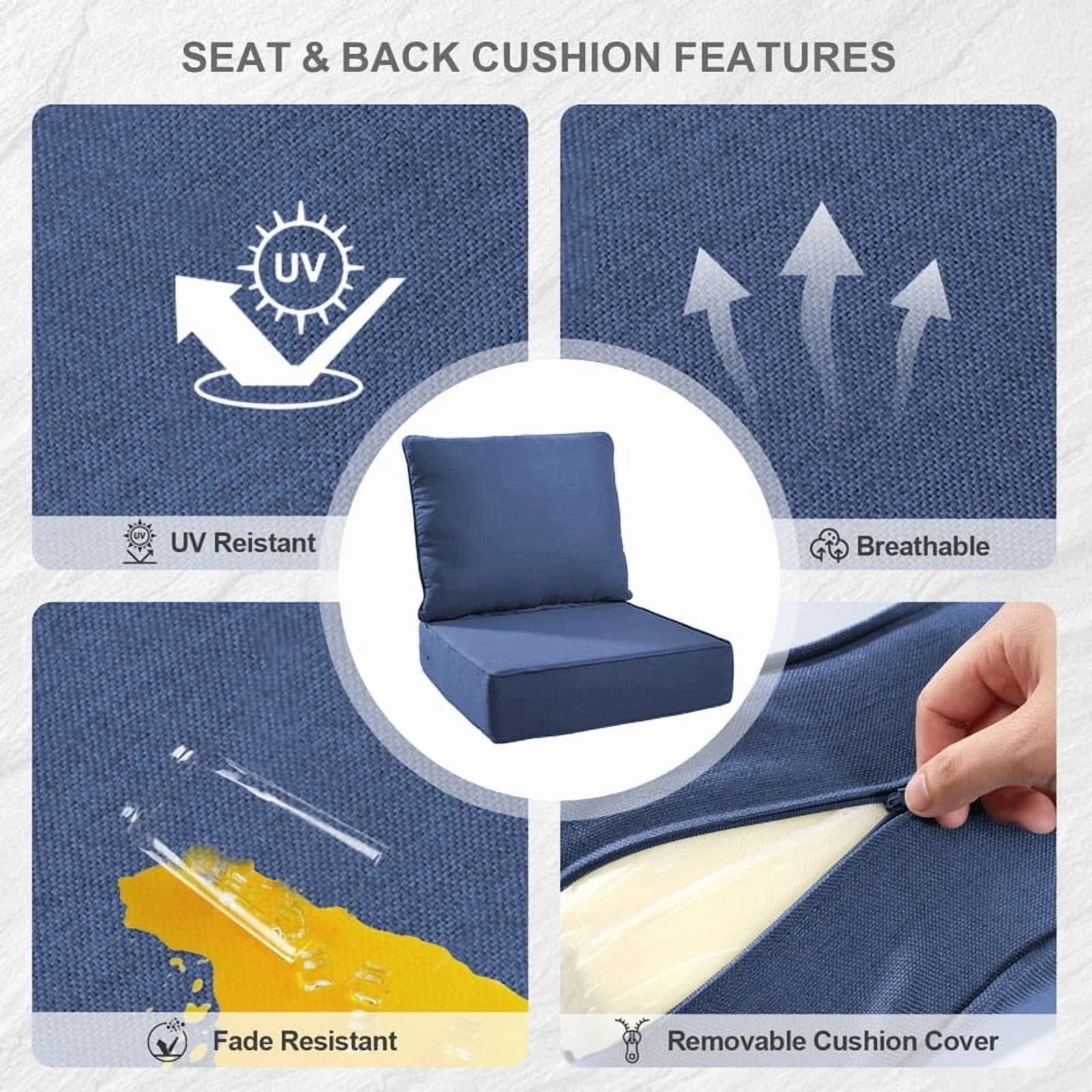Bellefurn Outdoor Deep Seat Cushion 24 X 24 X 6 inch for Patio Furniture,Outdoor Chair Cushions Waterproof & Fade Resistant Patio Furniture Cushions for Wicker Chair, Sofa, Couch - Image 7