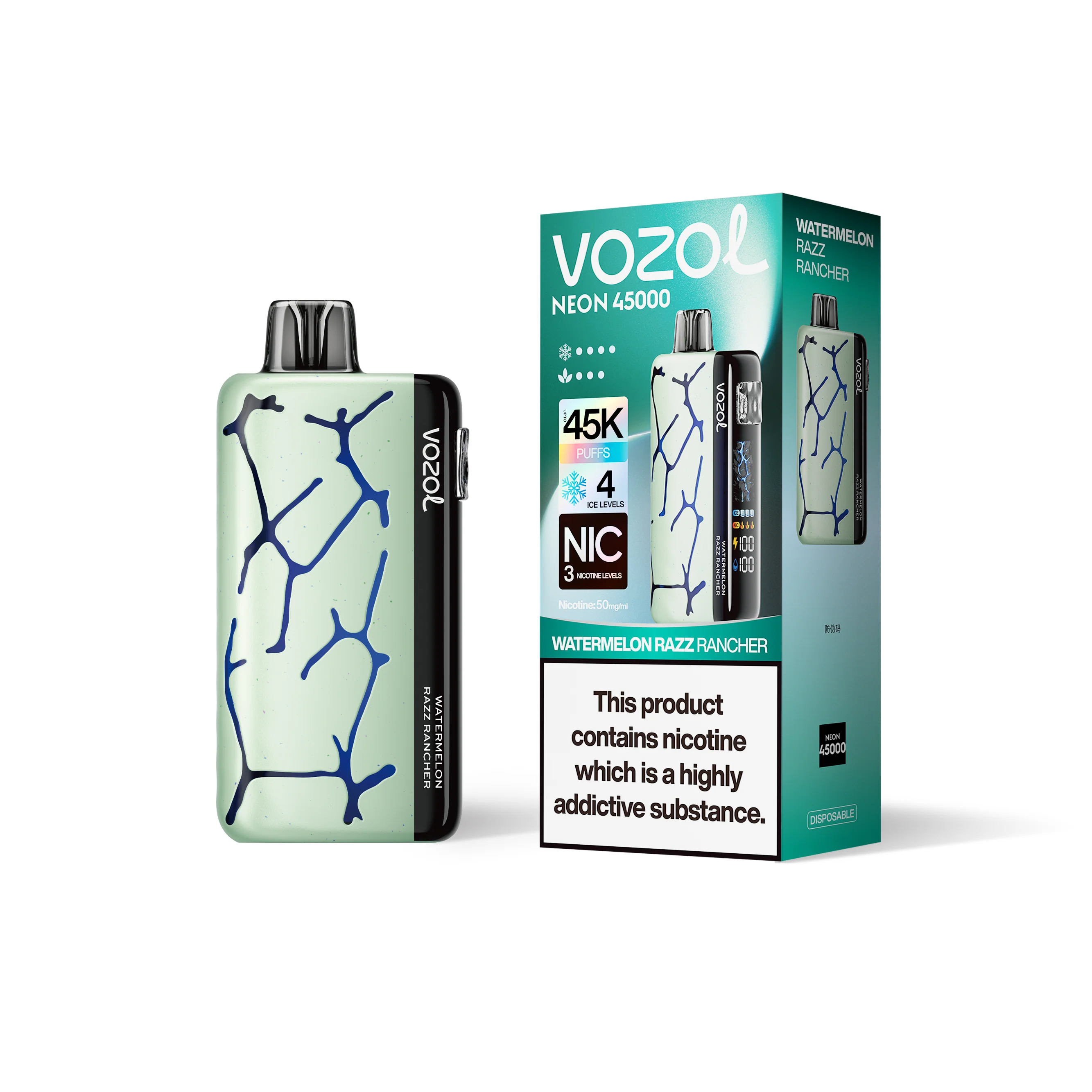 VOZOL NEON 45K kertakäyttöinen sähkötupakka (kaikki maut)