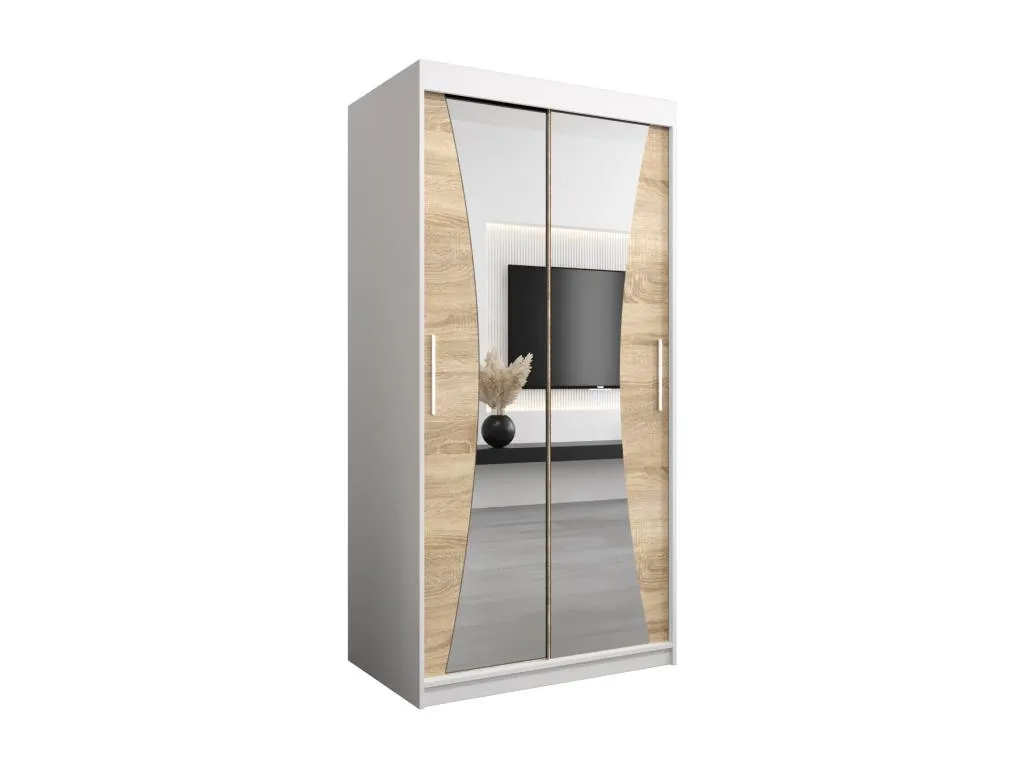 Armario de puertas correderas Decohoguera 200/100/62 cm – Blanco y acabado madera JN9449617