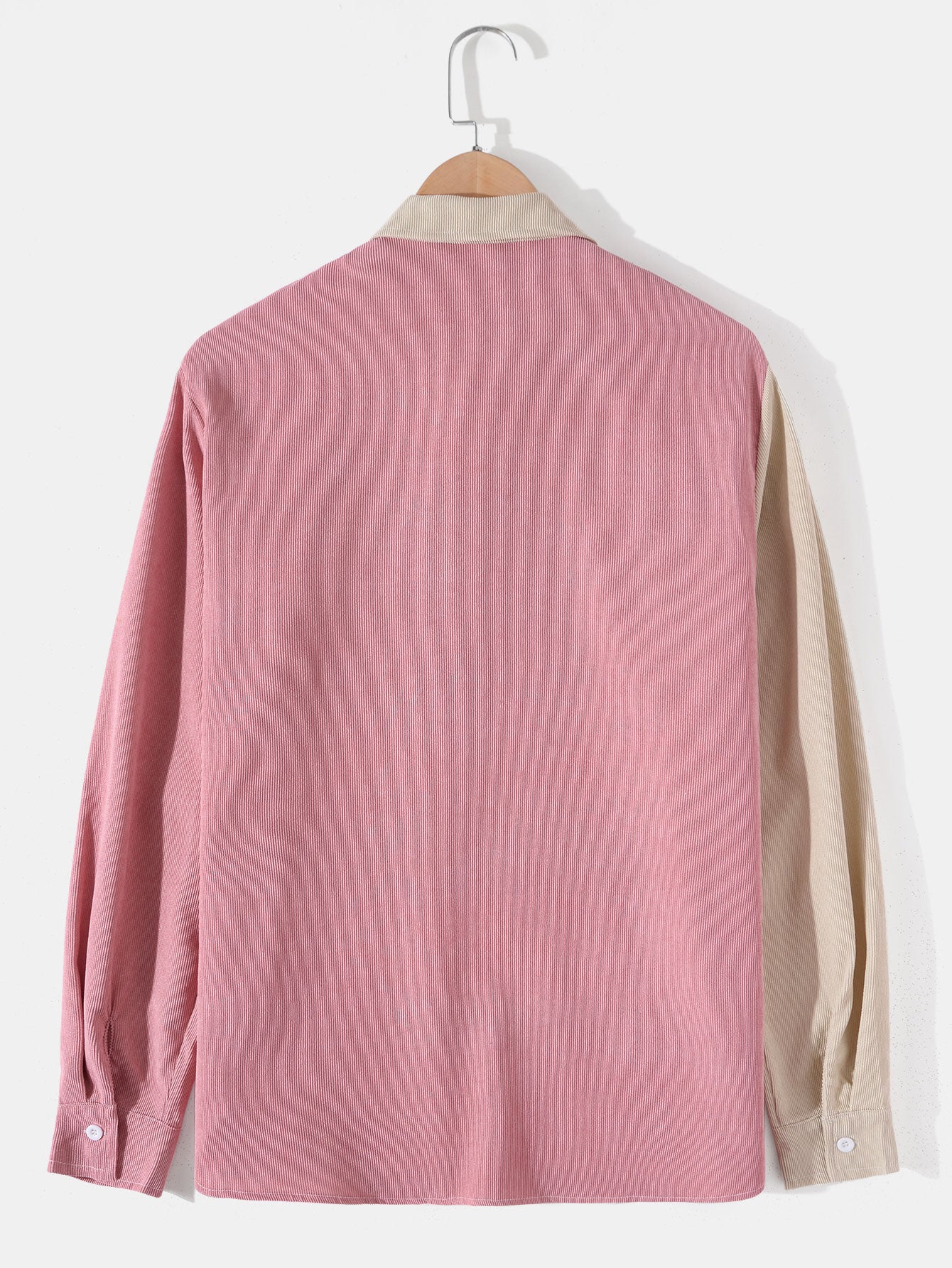 Long Sleeve Patchwork Corduroy Shirt