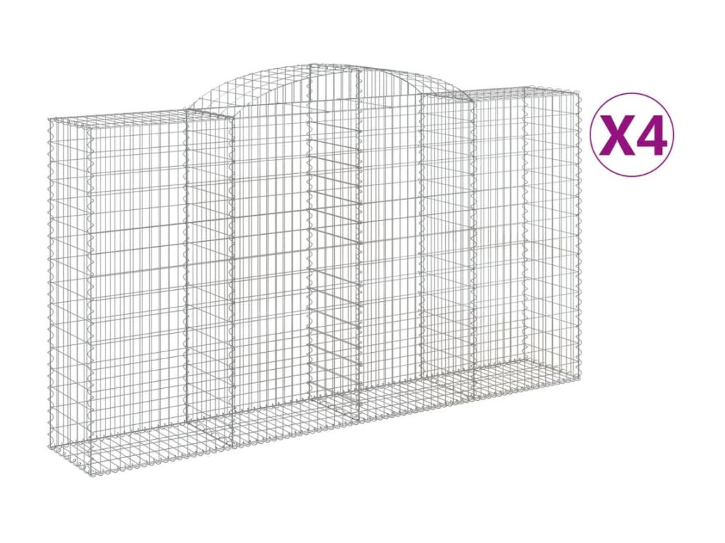 Cestas de gaviones arqueadas 4 piezas 300x50x160/180 cm hierro galvanizado