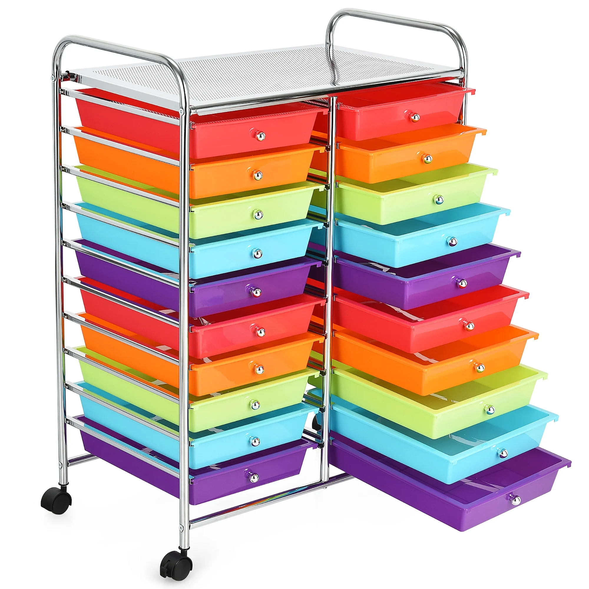 Costway 20 Drawer Rolling Storage Cart Tools Scrapbook Paper Office School Organizer Yellow - Image 118