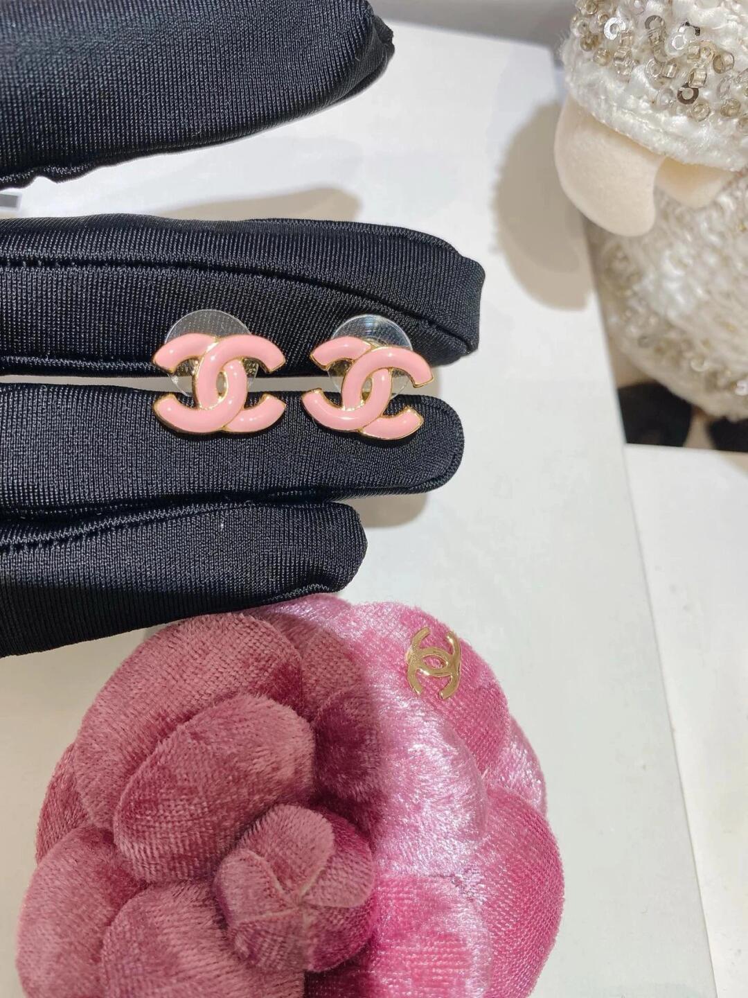 Chanel Pink Enamel CC Earrings - Original Replica Club