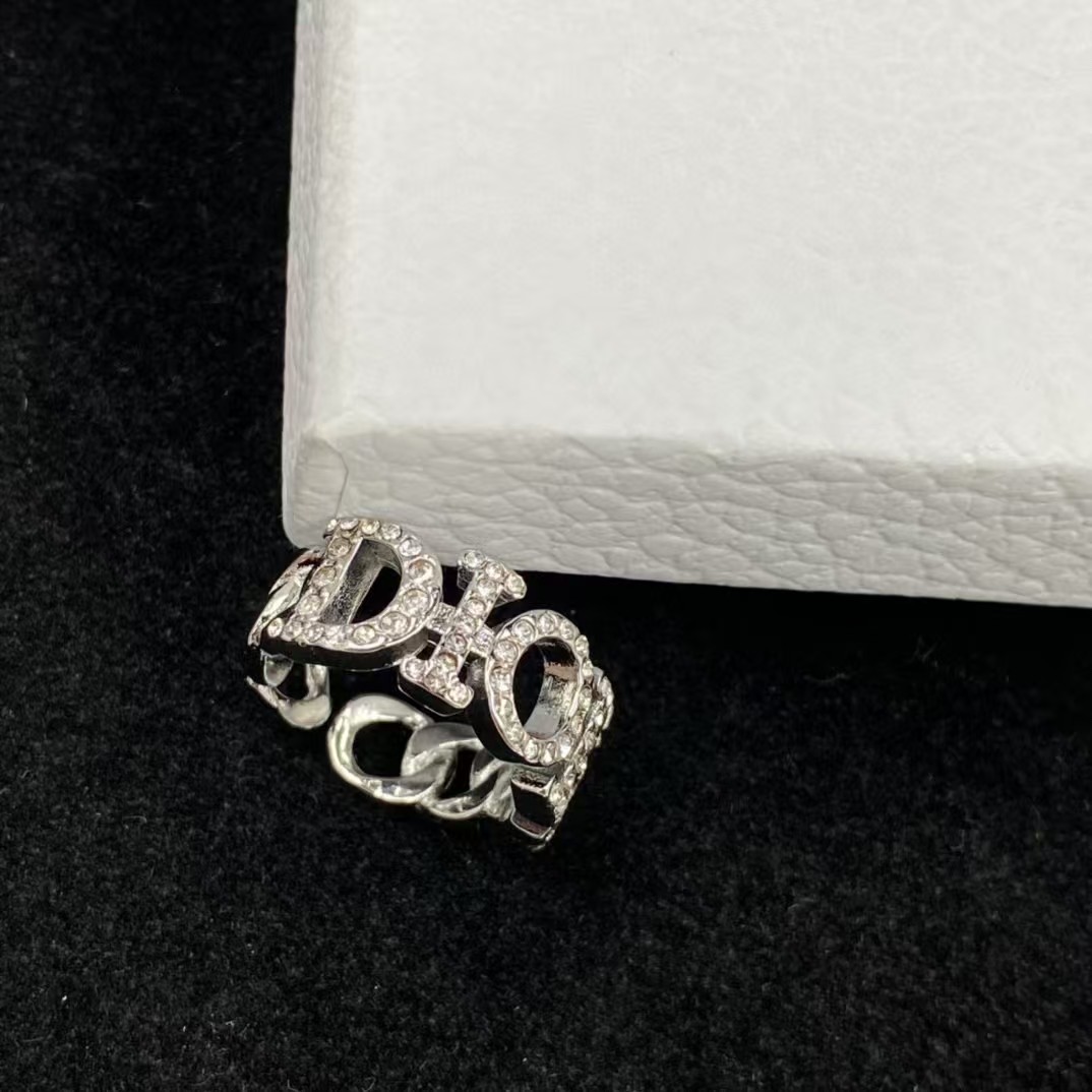Diamond Paved Dior Letters Open Ring - Original Replica Club