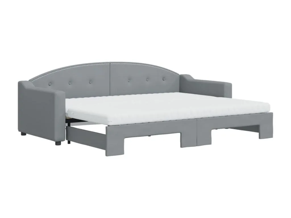 Sofá cama Kavehomedeco con colchón tela gris claro 80x200 cm HENO33491