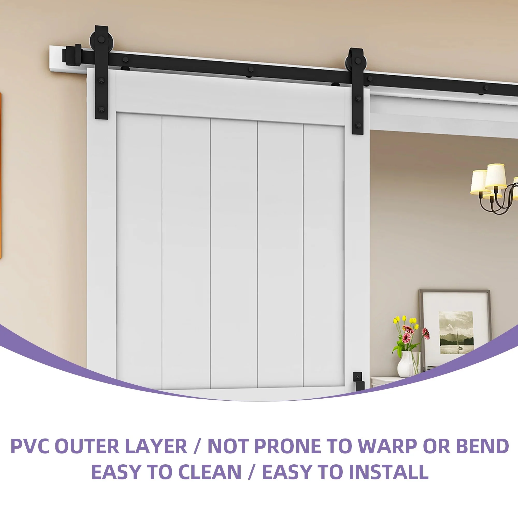 Uforic Sliding Barn Door With Hardware Kit, 48 x 84 in, Gray - Image 20 Uforic Sliding Barn Door With Hardware Kit, 48 x 84 in, Gray - Image 20